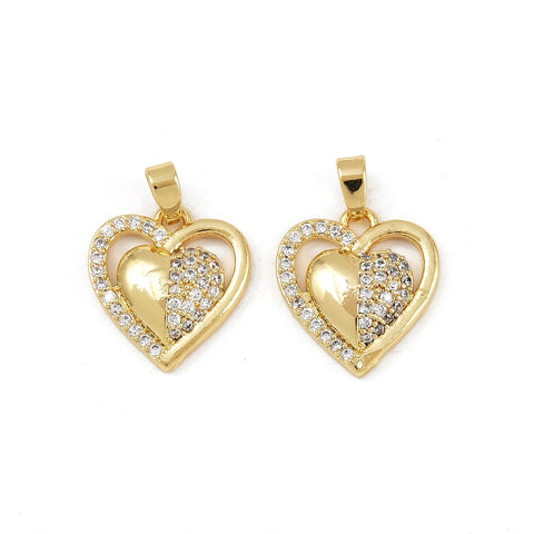 13911  Hjärta med Cubic Zirconia, 18K guldpläterat, 1 st