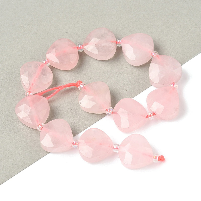 Rosenkvarts naturlig, facetterade droppar 1 sträng (13924)