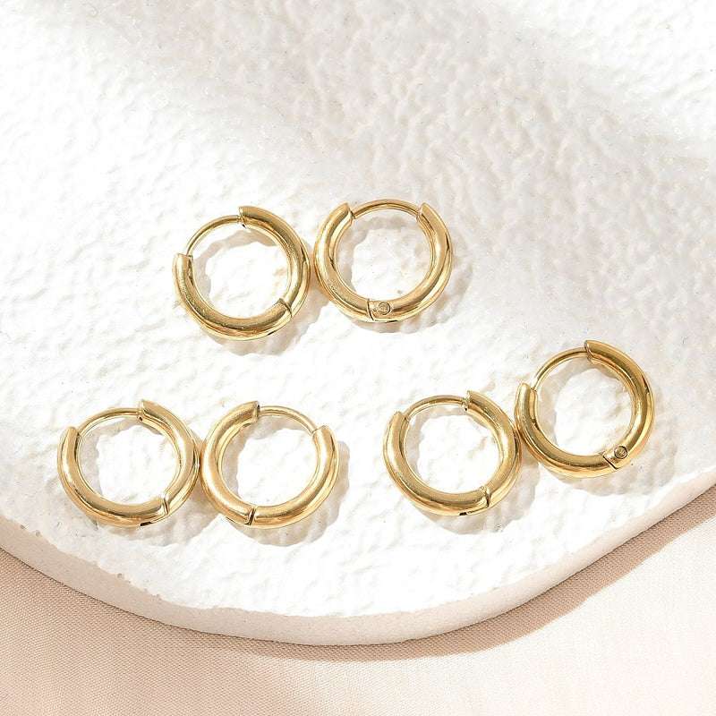 Örhängen, Rostfritt stål, 18K guld pläterade, 1 par, (13938)