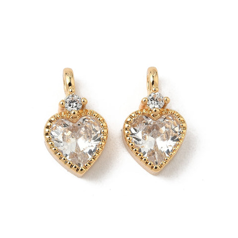 13941  Hjärta med Cubic Zirconia,18K  guldpläterat, 1 st