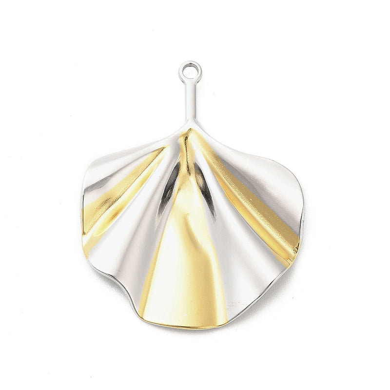 Löv, Rostfritt stål, 41x23 mml, guld och silver, 1 st, (13945)