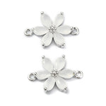 13949 Connector blomma Cubic Zirconia, silver, 1 st
