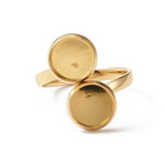 13957 Ring justerbar, 304 rostfritt stål, guld, plats för 2 cabochoner