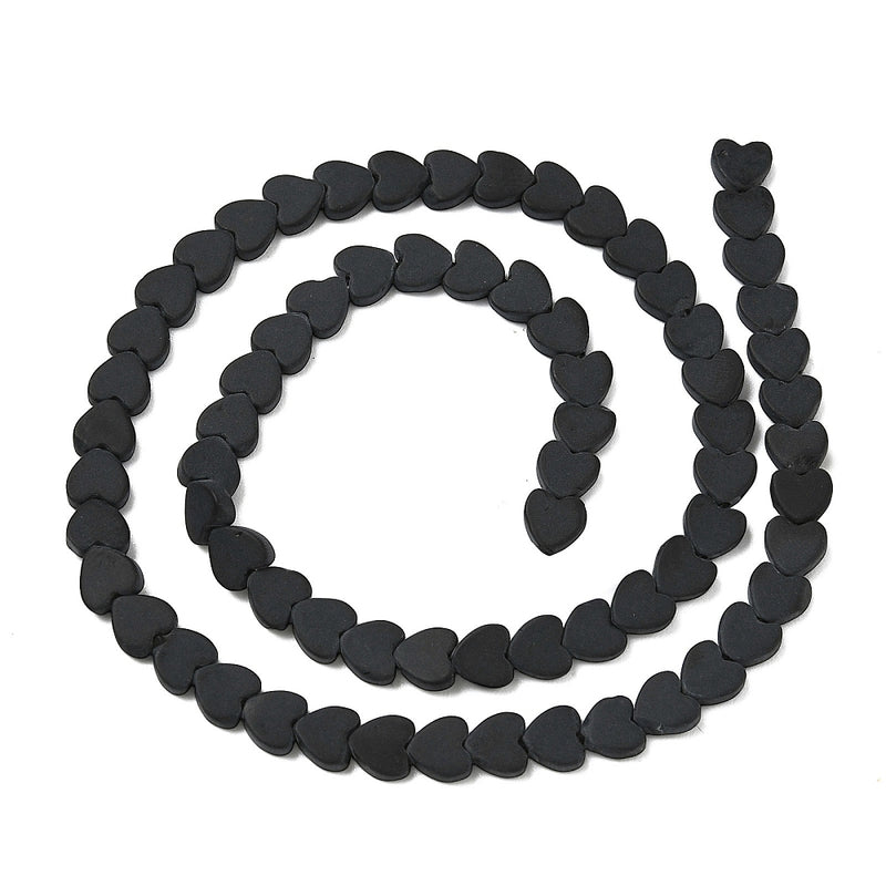 Hjärtan, svarta, frostade, glas, 1 sträng (13967)