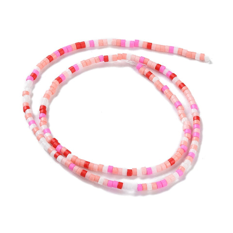 Lampwork discopärla, rondell, rosa, 2,5x2 mm, 1 sträng (13974)