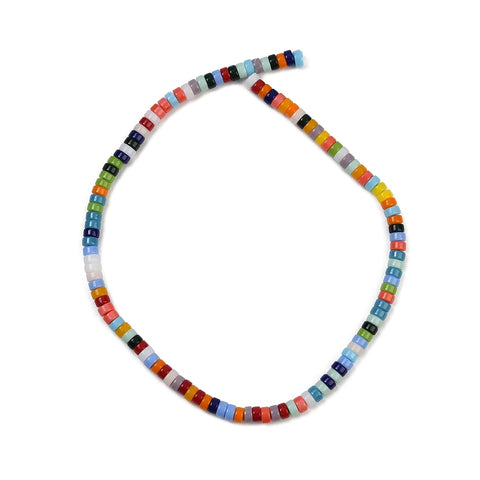 Lampwork discopärla, 6x3 mm, rondell, blandade färger, 1 sträng (13975)