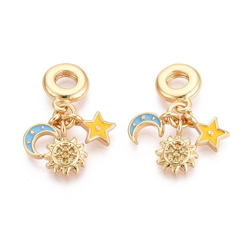 Hänge med berlocker måne, sol och stjärna, guld, 1 st (13990)