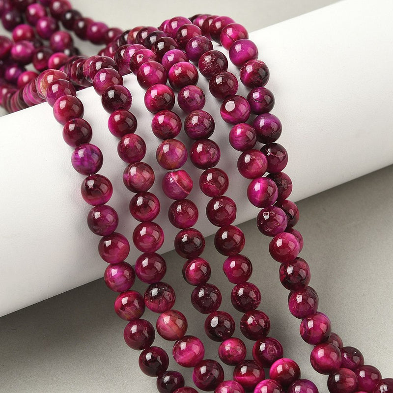 Tigeröga röd, 8 mm. 1 sträng (13996)