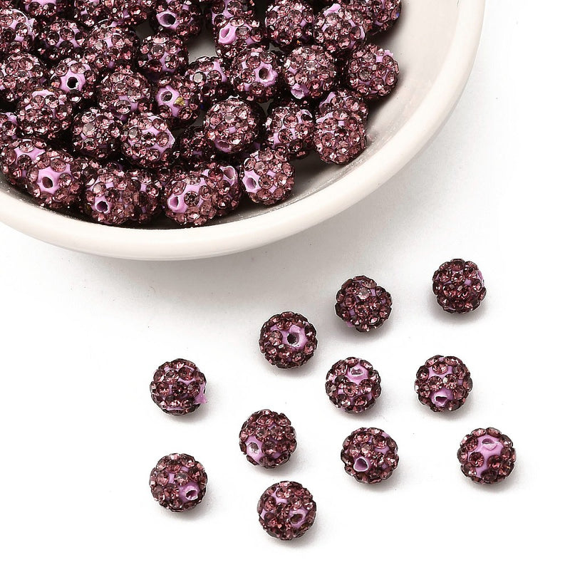 Rhinestone pärla 6mm, lila, 1 st (14027))