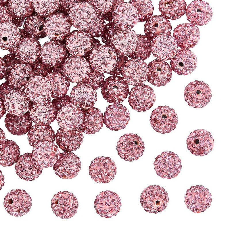 Rhinestone pärla, rosa, 10 mm, 1 st (14036)