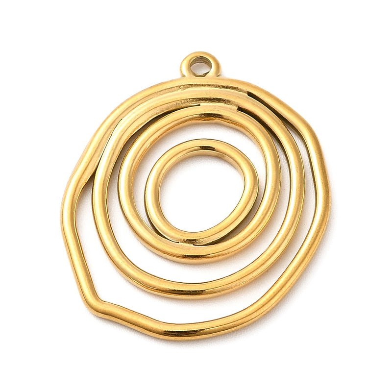 Hänge, Rostfritt stål, guld, 28x23x2 mm,  1 st (14049)