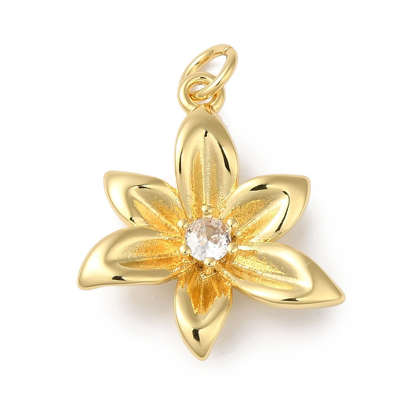 Blomma med Cubic Zirconia, guld, 1 st (14059)