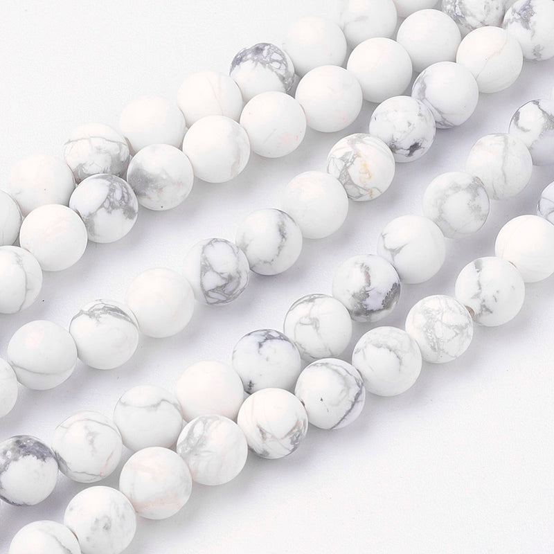 Howlite naturlig, 6 mm, 1 sträng (14069)