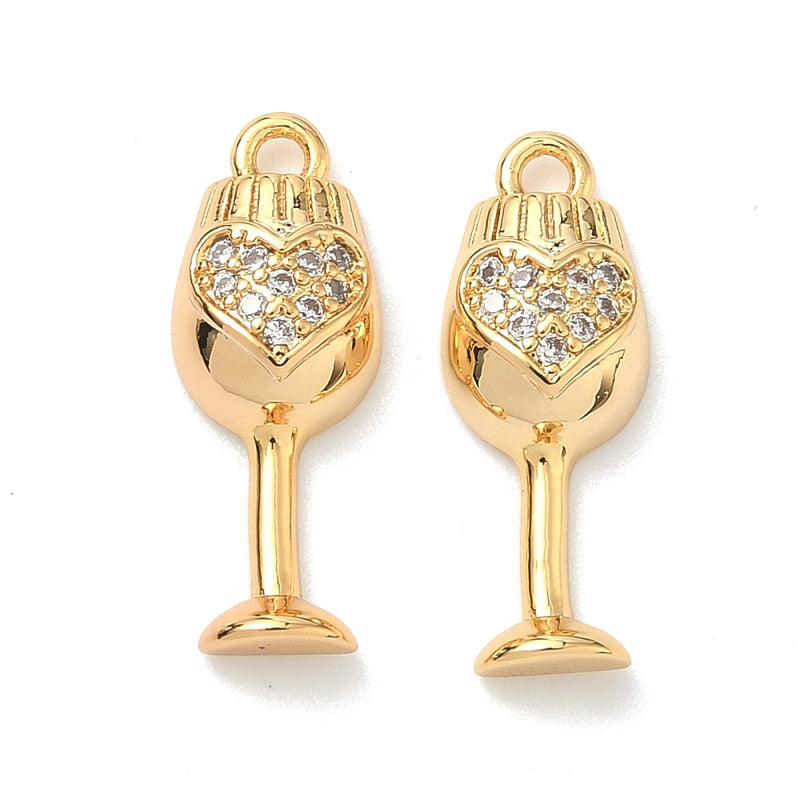 Vinglas med Cubic Zirconia, guld, 1 st (14074)