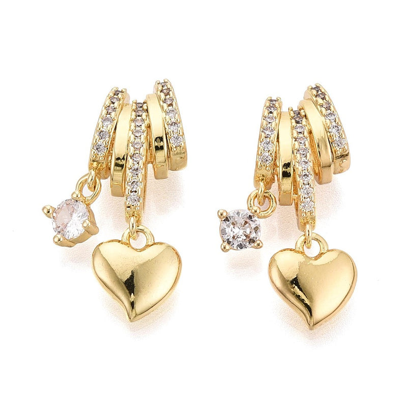 Hänge med hjärta och stjärna, Cubic Zirconia, guld, 1 st (14057)