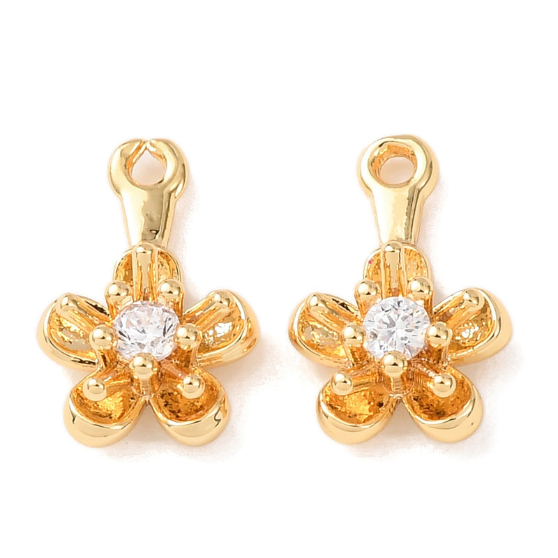 Blomma med Cubic Zirconia, guld, 1st (14081)