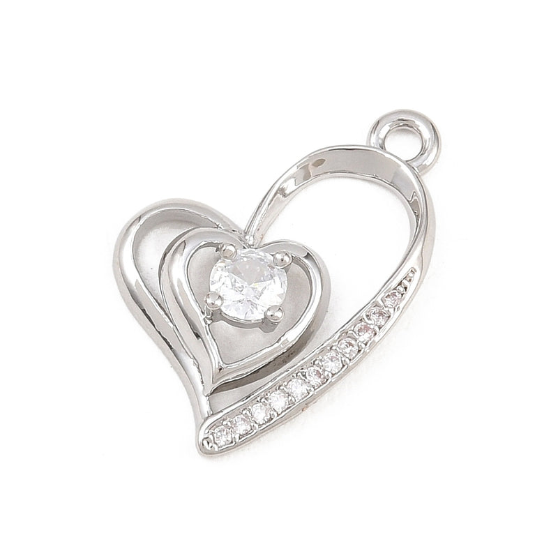 Hjärta med Cubic Zirconia, 21x16x5 mm (14110)