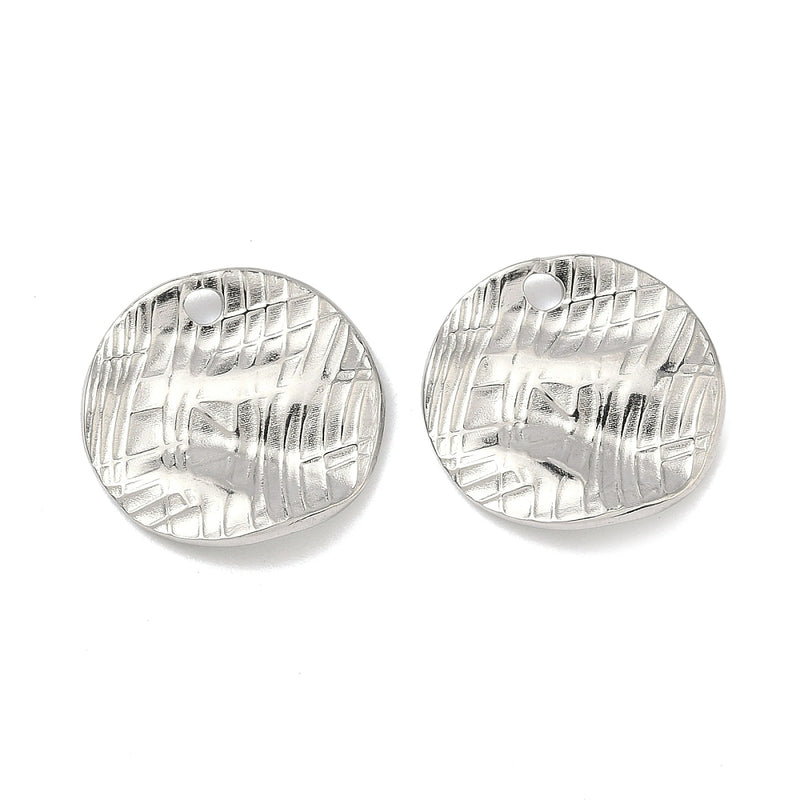 Runt vågigt hänge, rostfritt stål, 18x18x1 mm, 1 st,(14122)