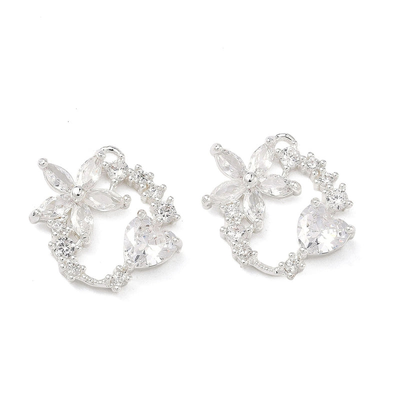 Hänge med Cubic Zirconia, 925 silverpläterat, 18x17x4 mm, 1 st (14127)