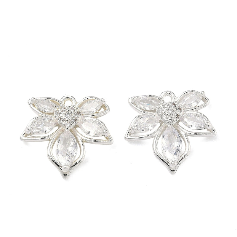 Hänge med Cubic Zirconia, 925 silverpläterat,16x17x4 mm, 1 st (14129)