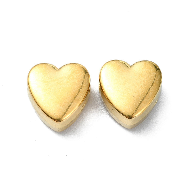 Hjärta, rostfritt stål, guld, 10x9x5 mm, 1 st (14131)