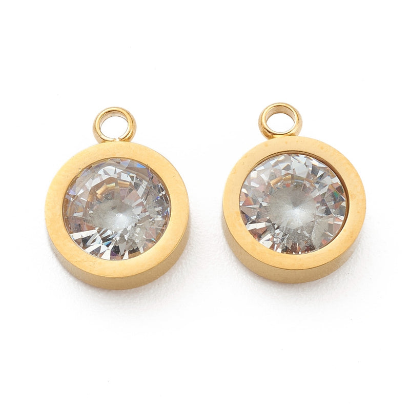 Hänge, rundel, rostfritt stål, guld, 12x9x4 mm, 1 st (14133)