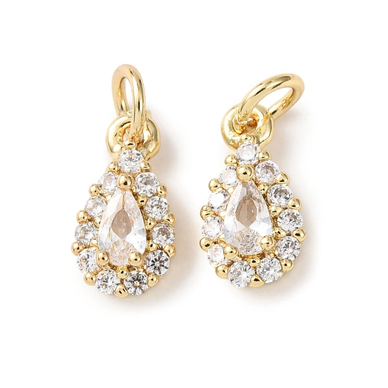Hänge med Cubic Zirconia, guld, 11x6x3 mm, 1 st (14136)