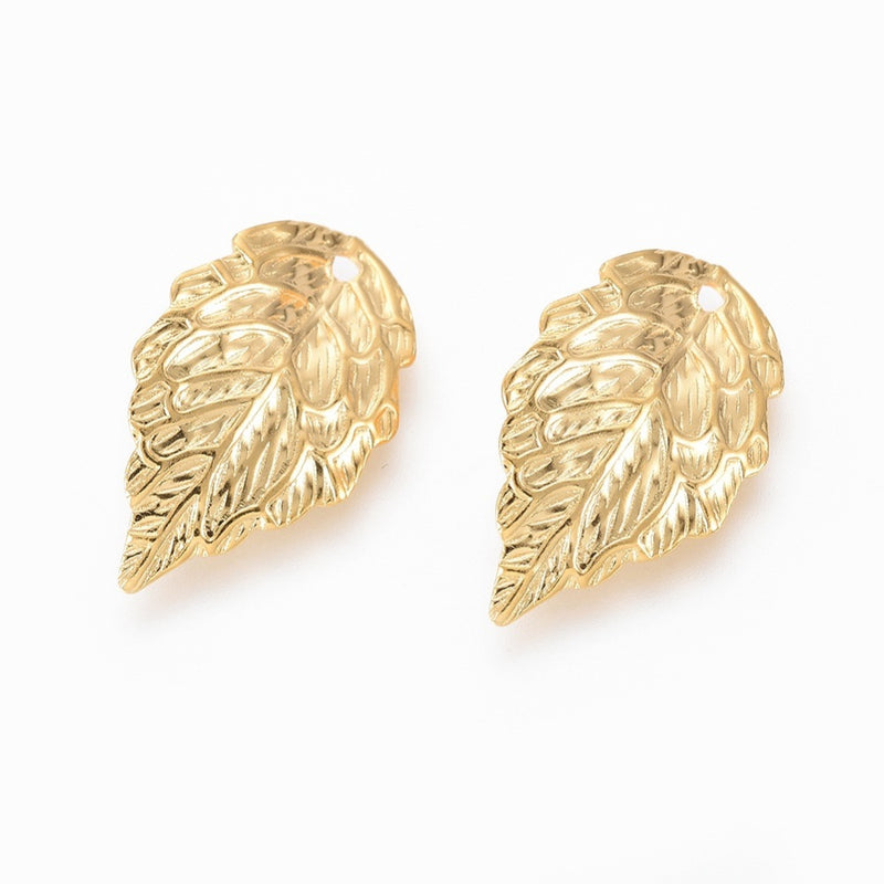 Löv, Rostfritt stål, guld, 17x10x1 mm, 1 st (14151)