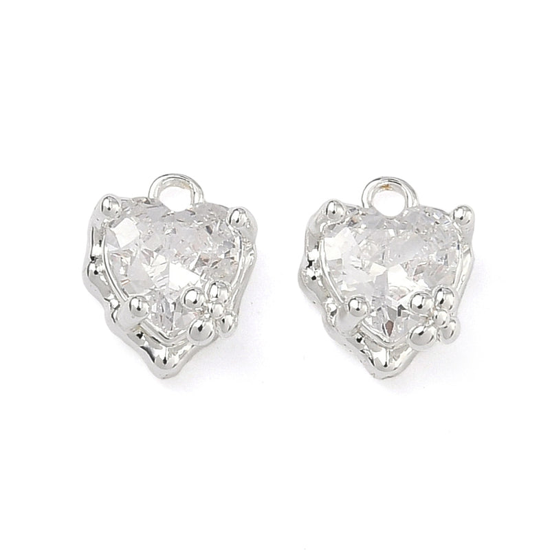 Hjärta med Cubic Zirconia, 8x6x3 mm, silver 1 st (14155)