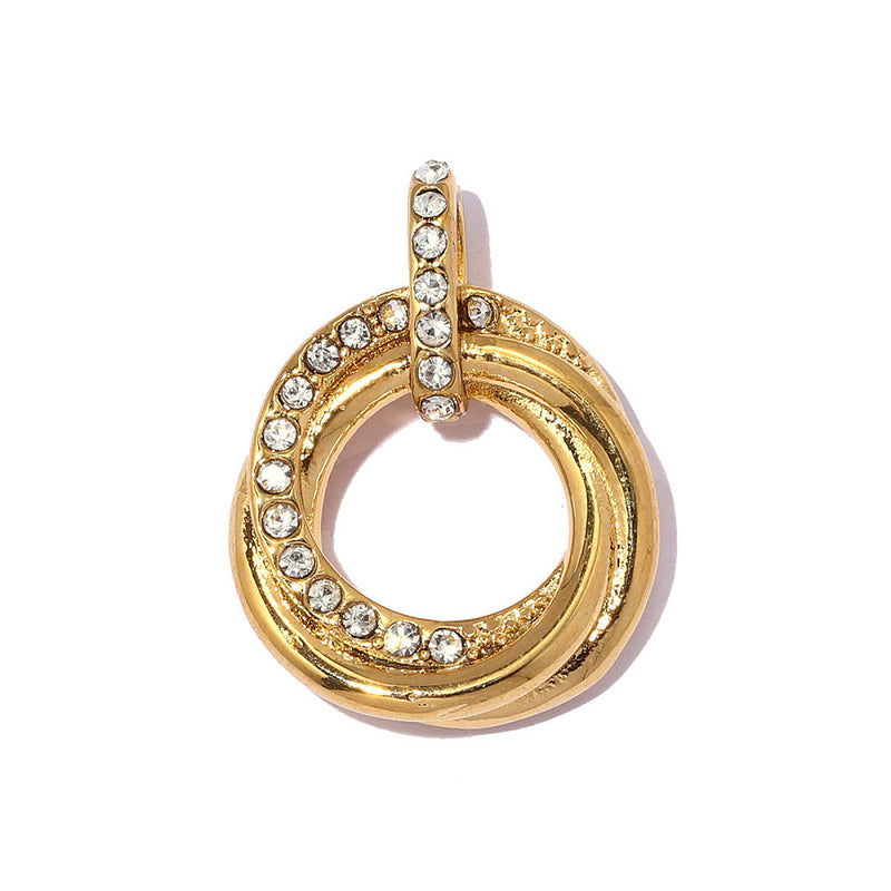 Hänge tivstade ringar med kristaller, Rostfritt stål, guld, 1 st (14161)