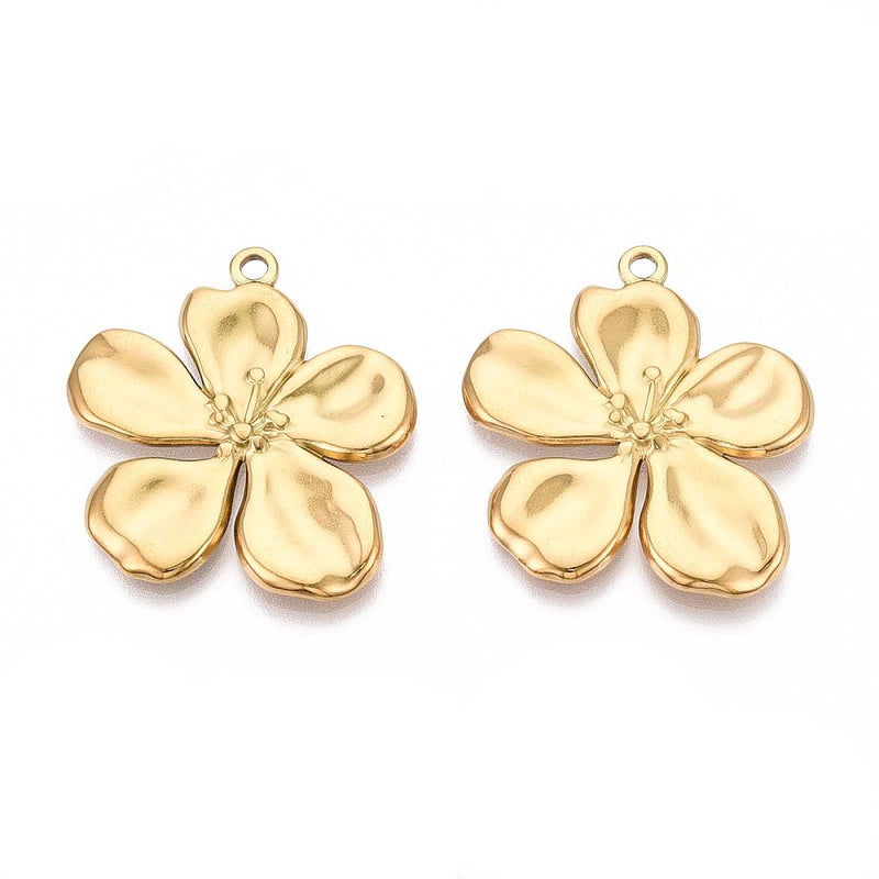 Blomma, rostfritt stål, guld, 1 st (14182)