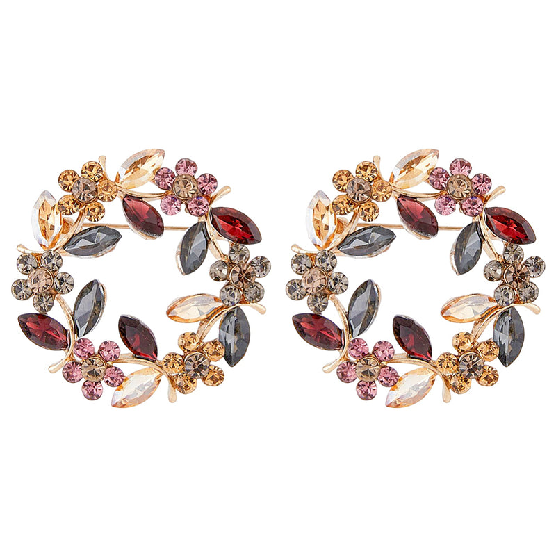 Brosch, Krans med blommor, Rhinestone, 1 st (14207)