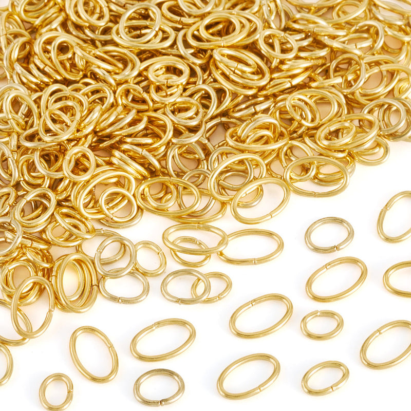 O-ringar ovala i olika storlekar, Rostfritt stål, guld, Tjocklek 0,8 mm, 100 st (14224)