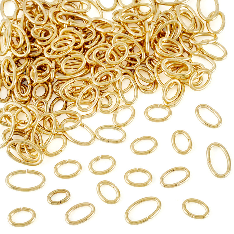 Ovala O-ringar, Rostfritt stål, guld, olika storlekar, Tjocklek 1 mm,50 st (14225)