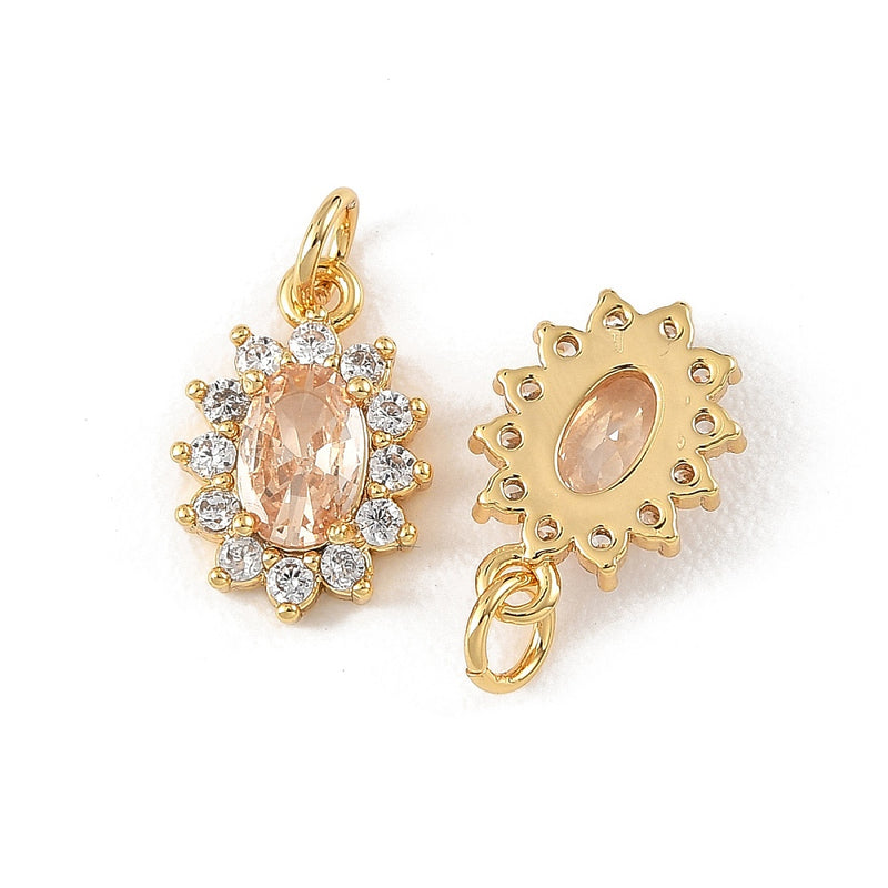 Hänge med Cubic Zirconia, Beige, Guld, 12x8x3 mm, 1 st (14240)