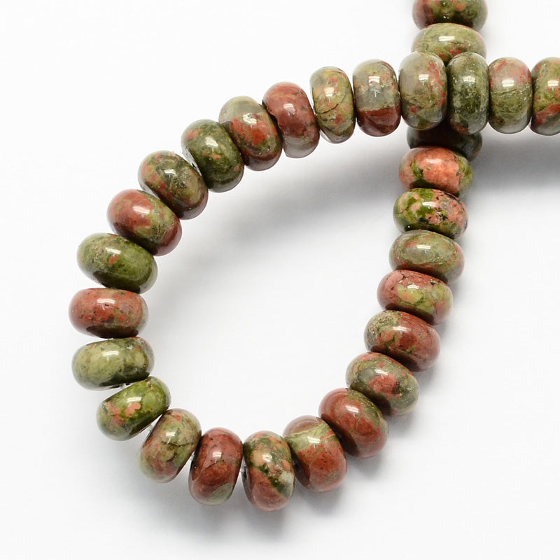 Unakite naturlig,  rondell, 8x5 mm, 1 sträng (14248)