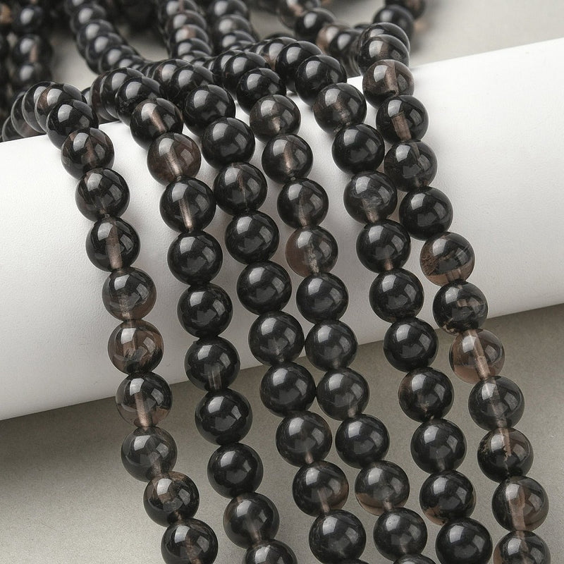 Obsidian, naturlig, kokosnötsbrun, 8 mm, 1 sträng (14250)