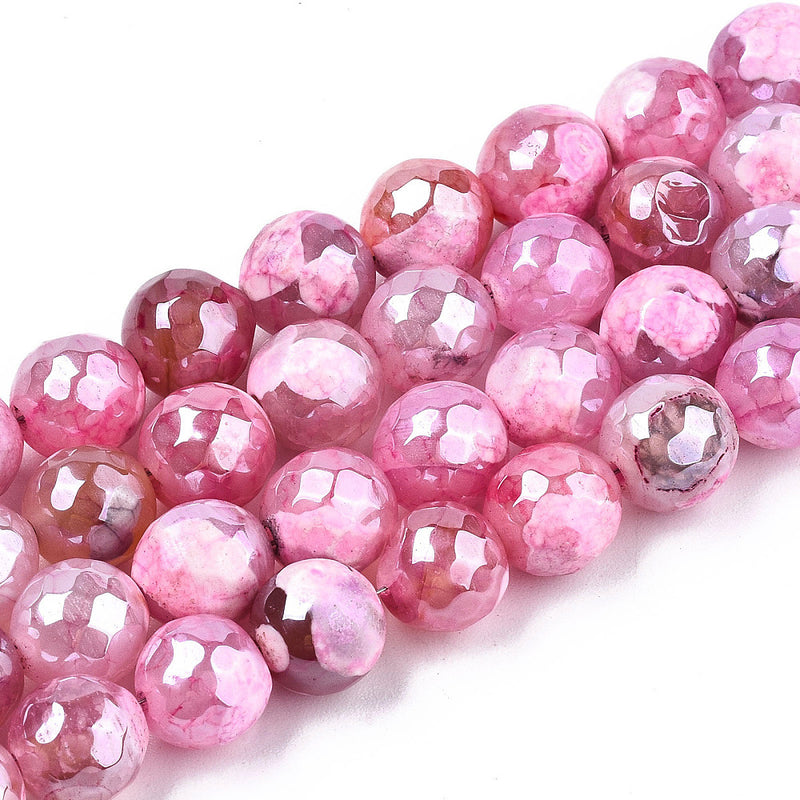 Agat, facetterade, Rosa, 8,5x8 mm, 1 sträng (14271)