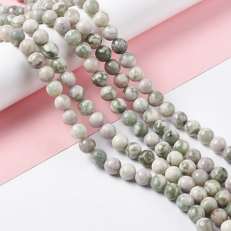 Jade, naturlig, grön 6 mm, 1 sträng (14283)
