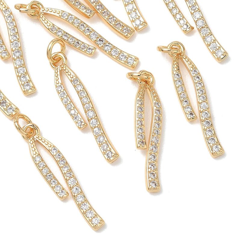 Hänge med Cubic Zirconia, guld, 20x4x1 mm, 1 st (14289)