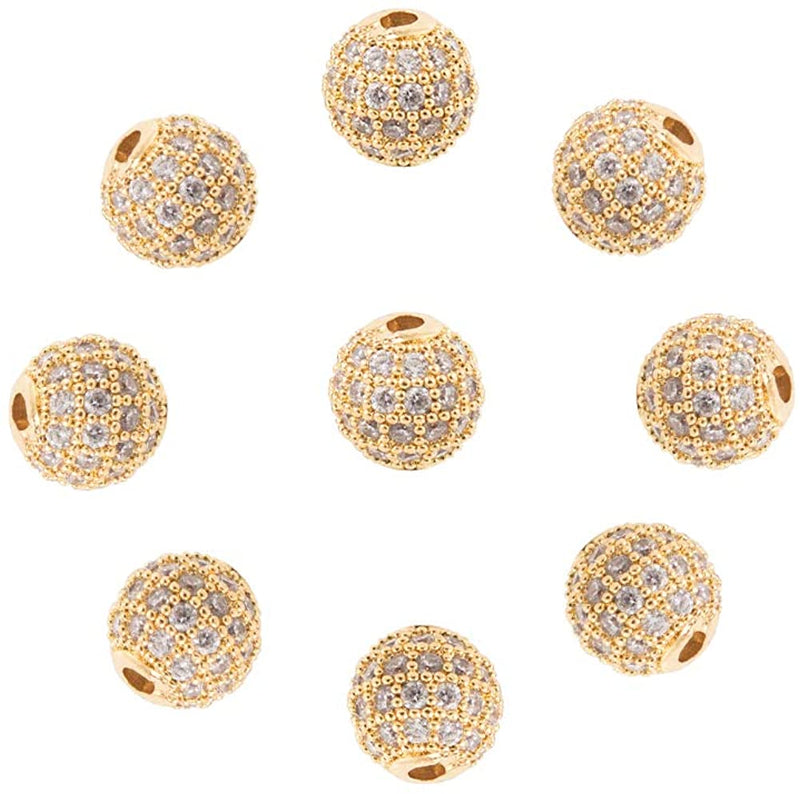 Pärla med Cubic Zirconia, guld, 8x7 mm, 1 st (14291)