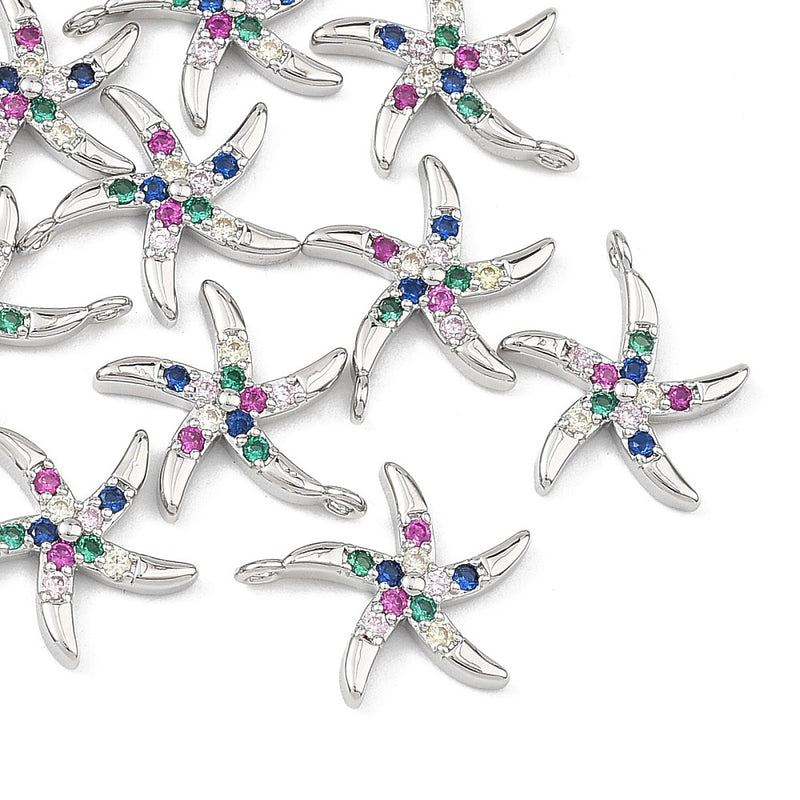 Sjöstjärna med Cubic Zirconia i olika färger, 13x11x2 mm, 1 st (14298)