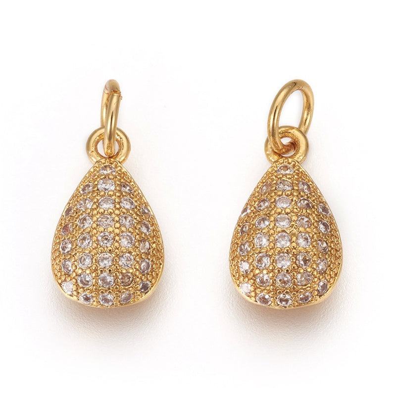 Droppe med Cubic Zirconia, guld, 12x7x3 mm, 1 st (14305)
