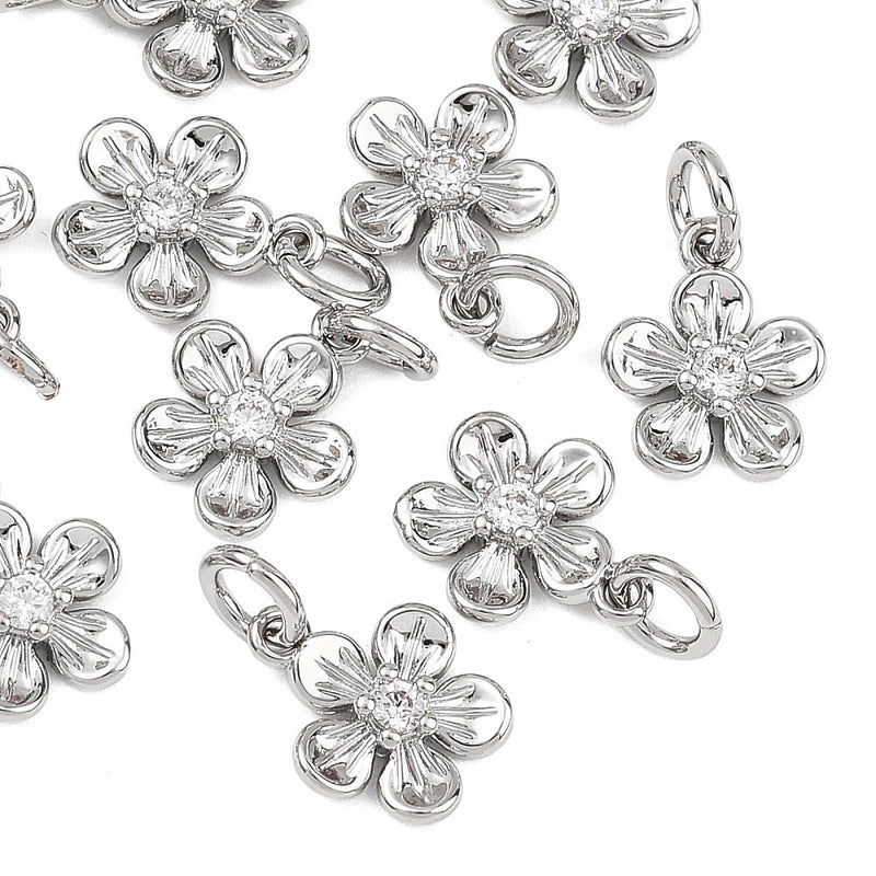 Blomma  med Cubic Zirconia, 8,5x7x2 mm, 1 st (14310)