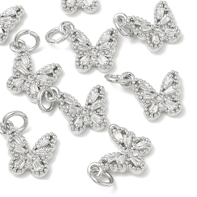 Fjäril  med Cubic Zirconia, 11x11x3 mm, 1 st (14313)