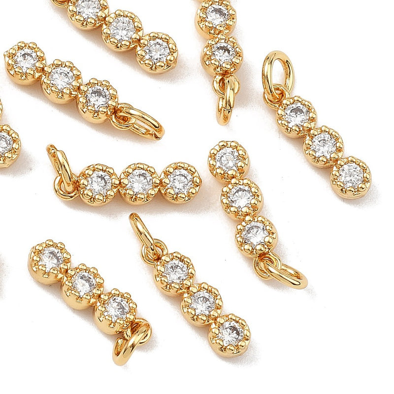 Hänge med 3 rundlar, Cubic Zirconia, guld, 11x3x2,5 mm, 1 st (14314)