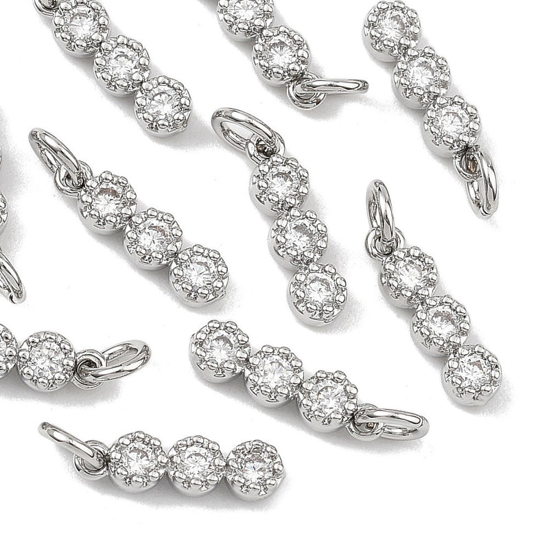 Hänge med 3 rundlar, Cubic Zirconia, 11x3x2,5 mm, 1 st (14315)