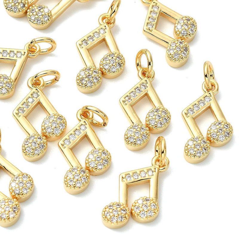 Noter Cubic Zirconia, guld, 12x9,5x2,5 mm, 1 st (14316)