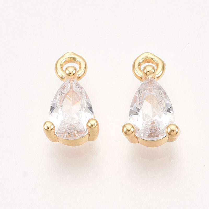 Droppe med Cubic Zirconia, guld, 9x5x3 mm, 1 st (14318)