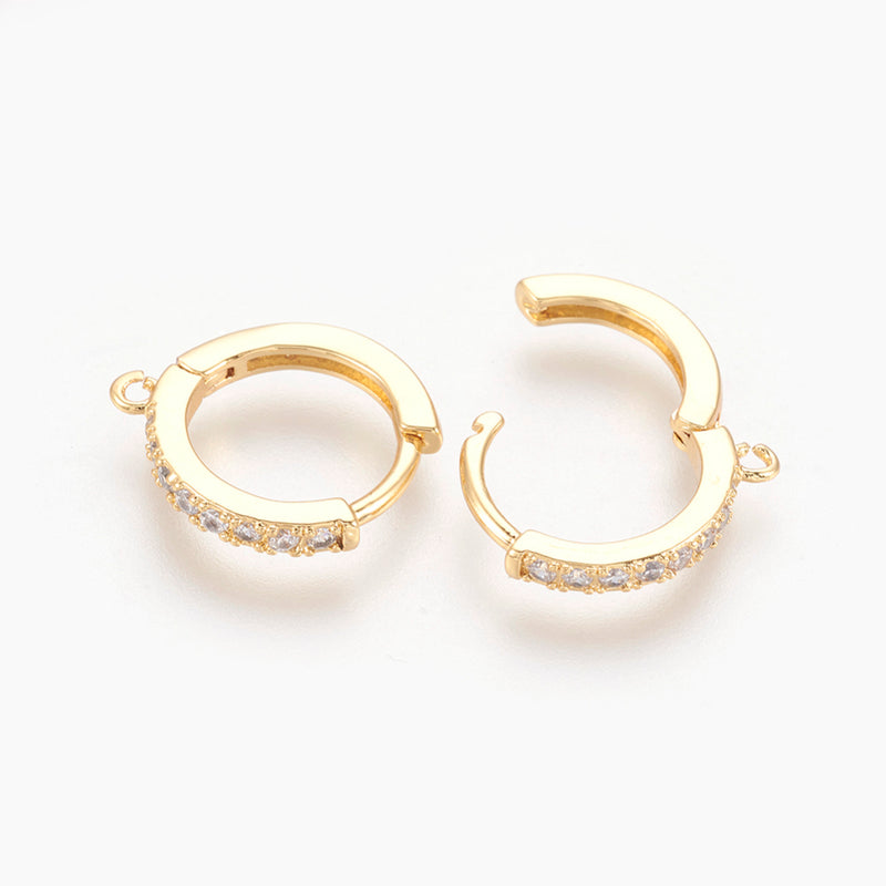 Örhänge med Cubic Zirconia, guld, 16x14x2 mm, 1 par (14320)